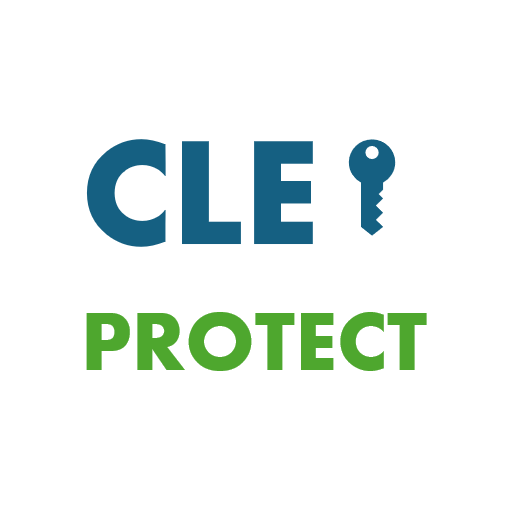 Logo de CLEPROTECT, incluant une clé et le texte "CLEPROTECT" en bleu et vert.