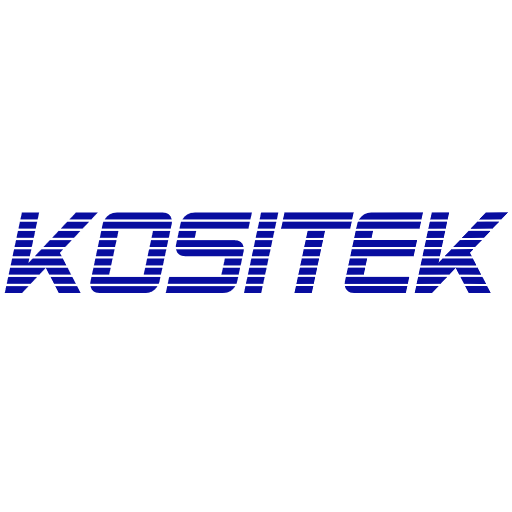 Logo de KOSITEK en lettres bleues avec un design stylisé.