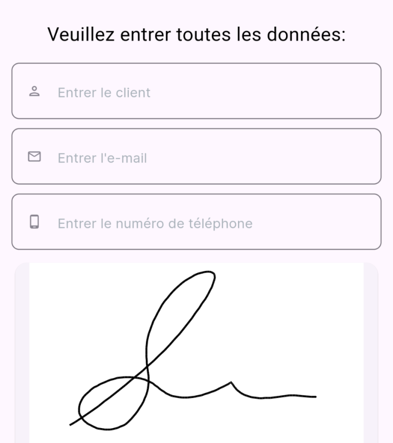 Formulaire demandant des informations utilisateur : nom, e-mail et numéro de téléphone.