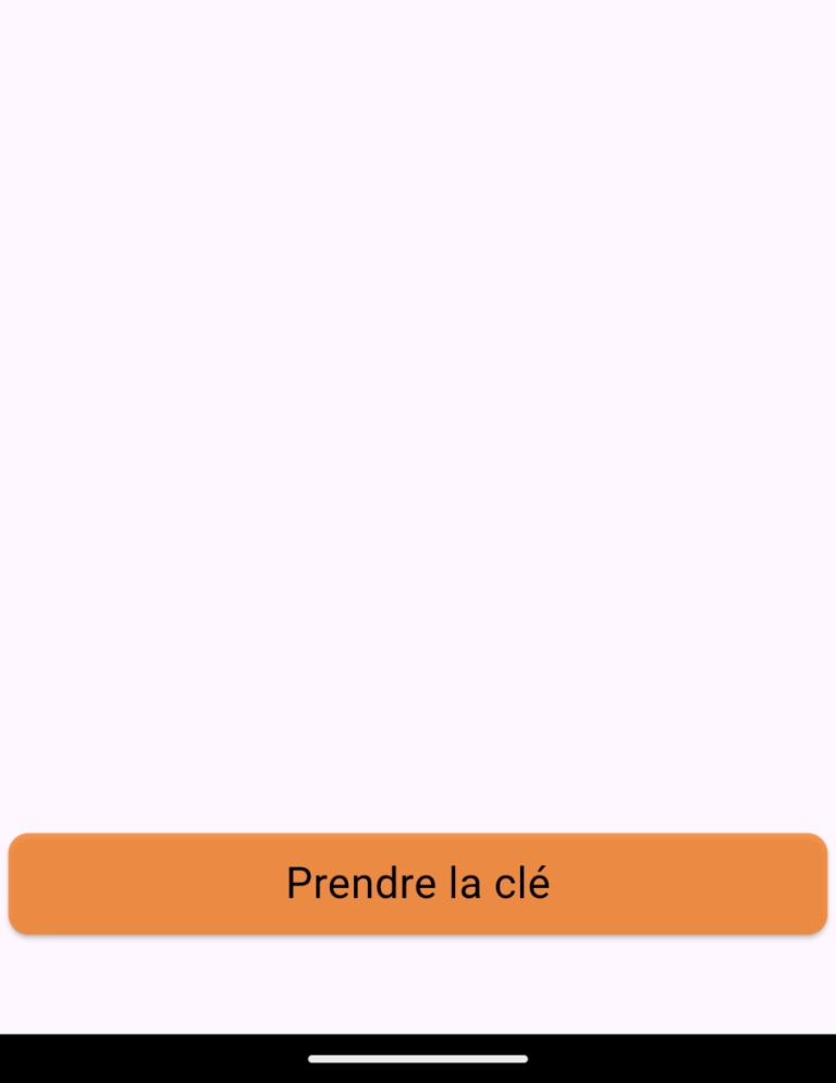 Bouton orange "Prendre la clé" sur fond violet clair.